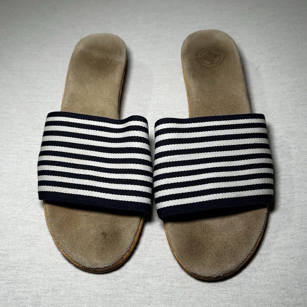 Charleston Shoe Co. Navy and White Slides, Size 9